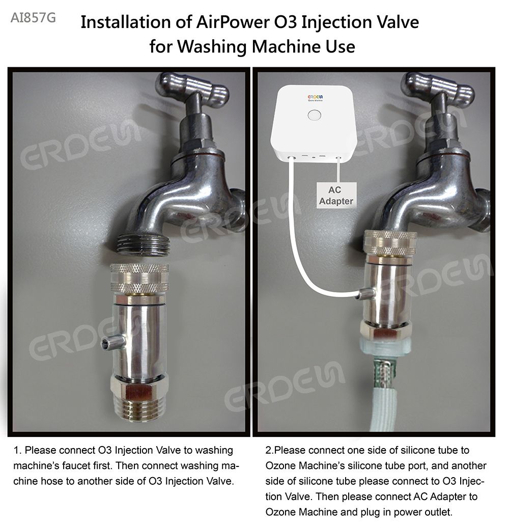 Válvula de inyección de ozono US_AirPower O3 para instalación de lavadora