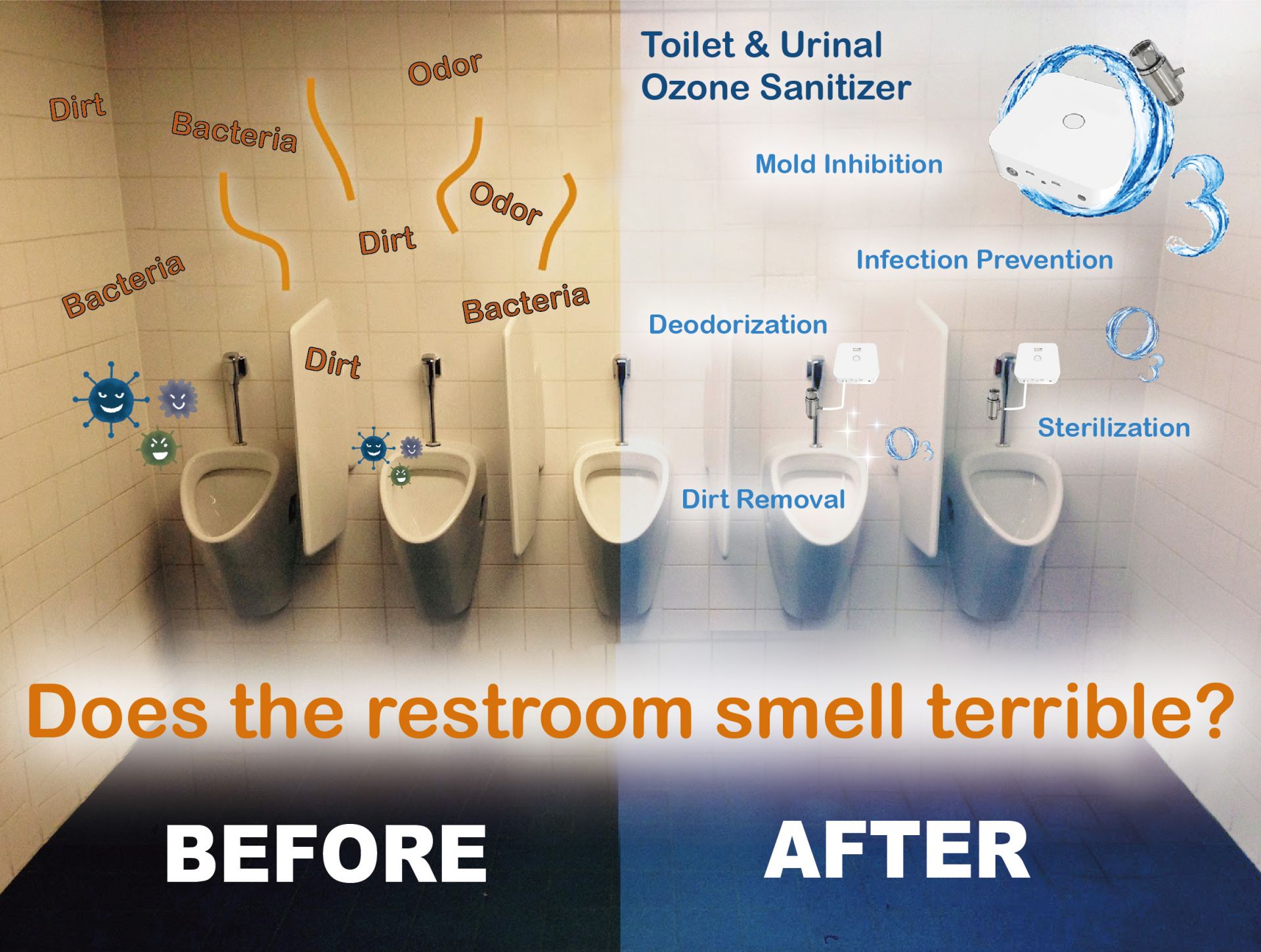 Ensemble d'ozone O-Clean pour toilettes/urinoirs