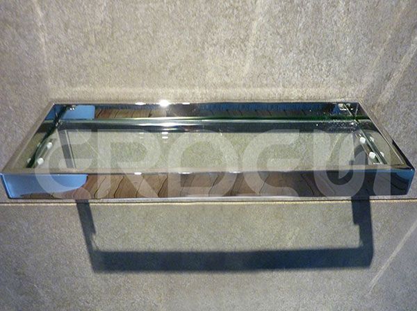 Estante de vidrio de acero inoxidable montado en la pared para baño ERDEN