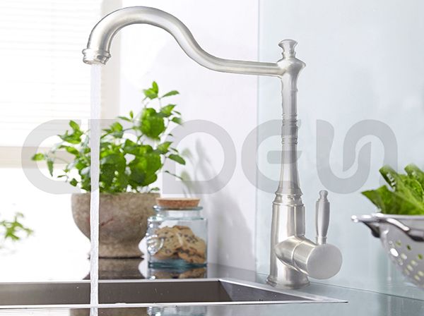 Satinless Steel Bamboo Joint Shaped Kitchen Faucet