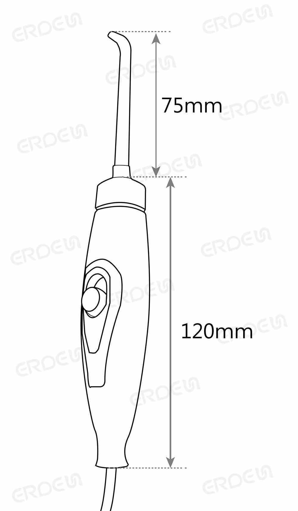 Dimensiones del Mango del Irrigador Oral