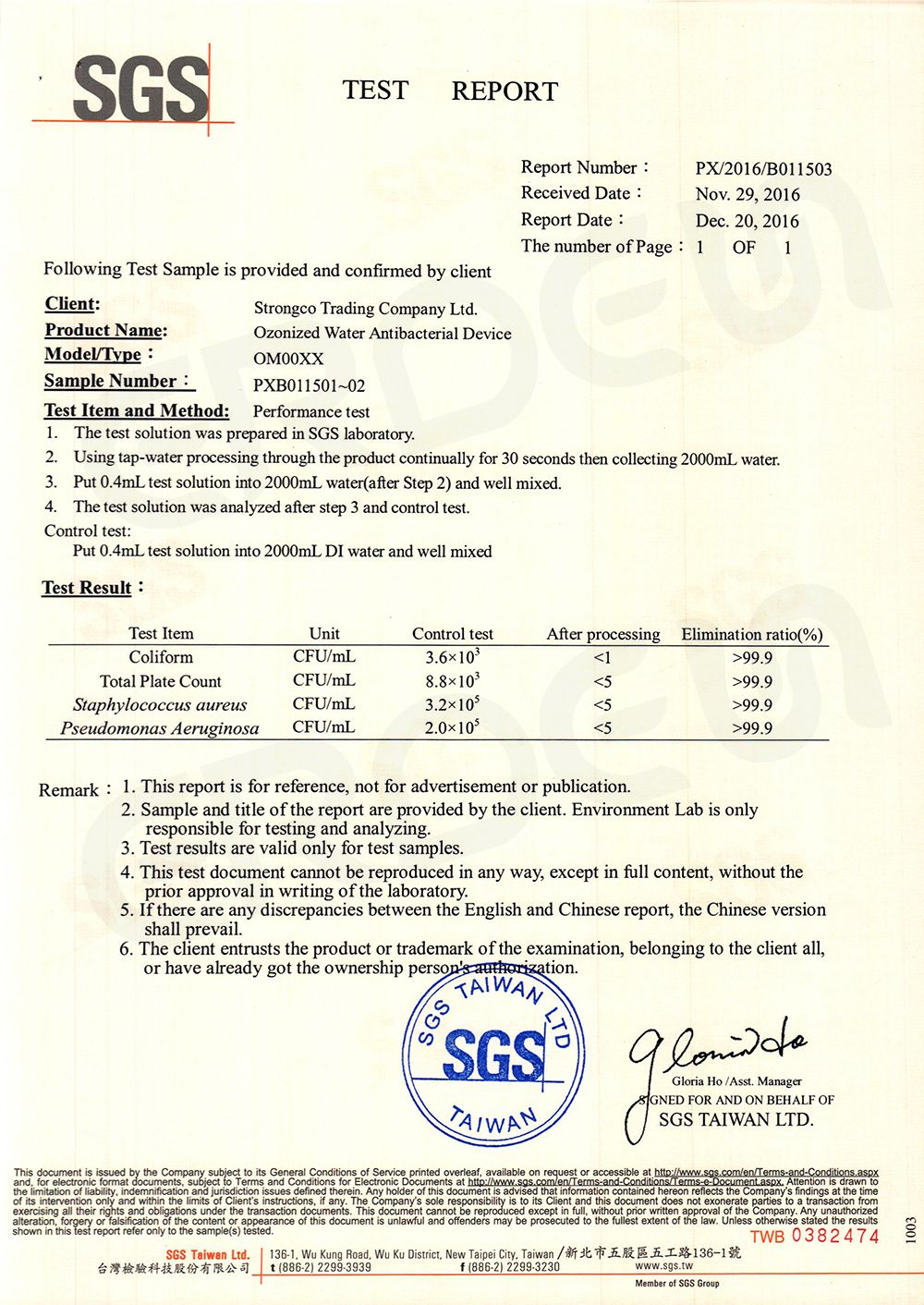 SGS test report