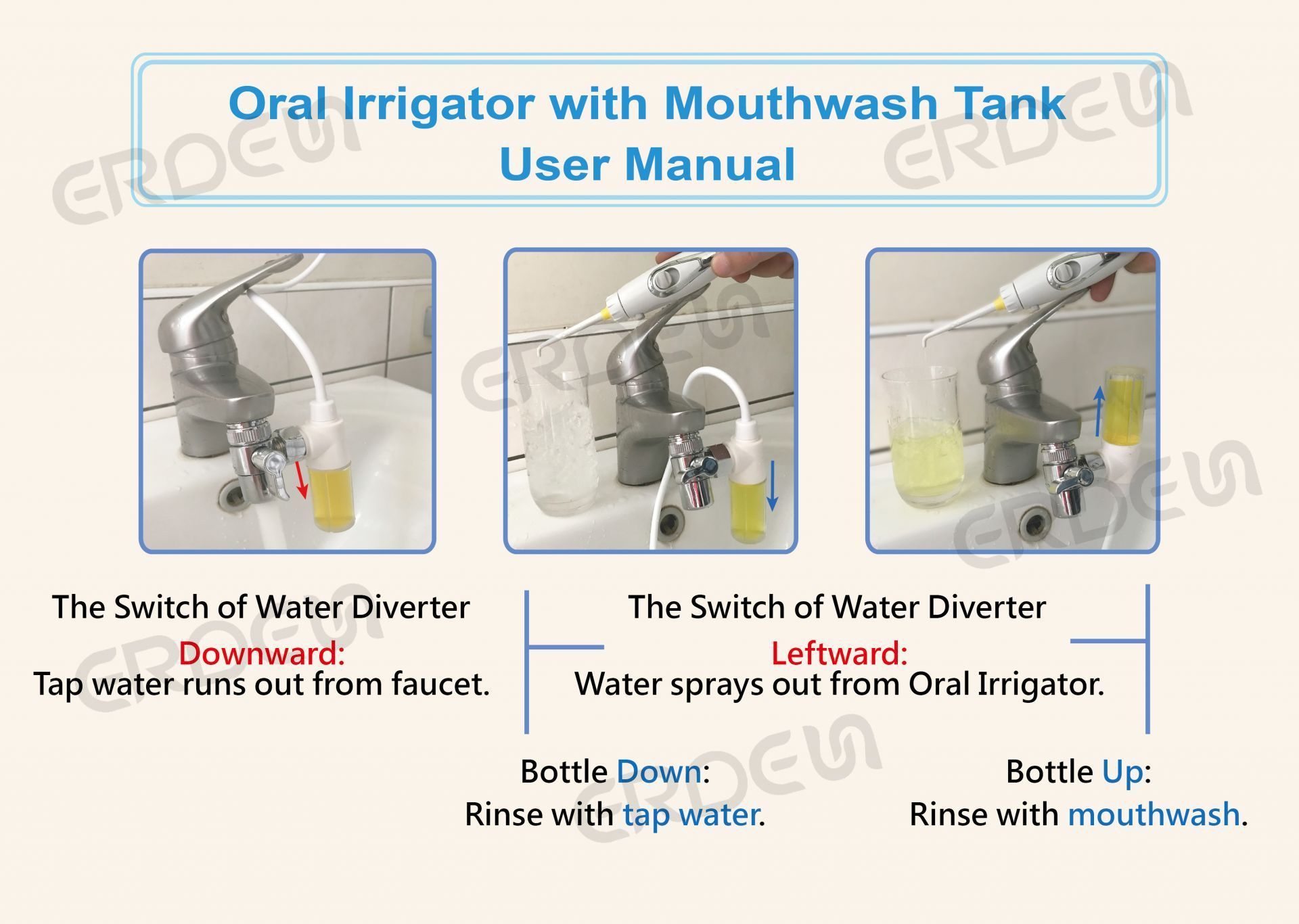 Aplicación del irrigador oral con enjuague bucal