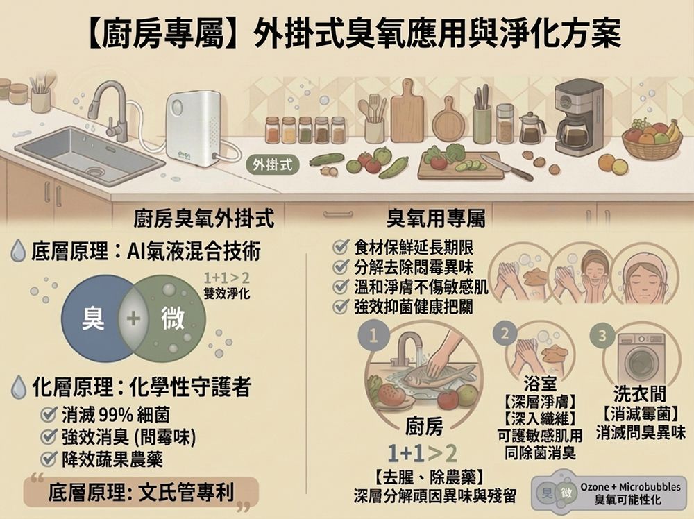 ERDEN百昱_外掛式臭氧微氣泡機_廚房除農藥浴室殺菌