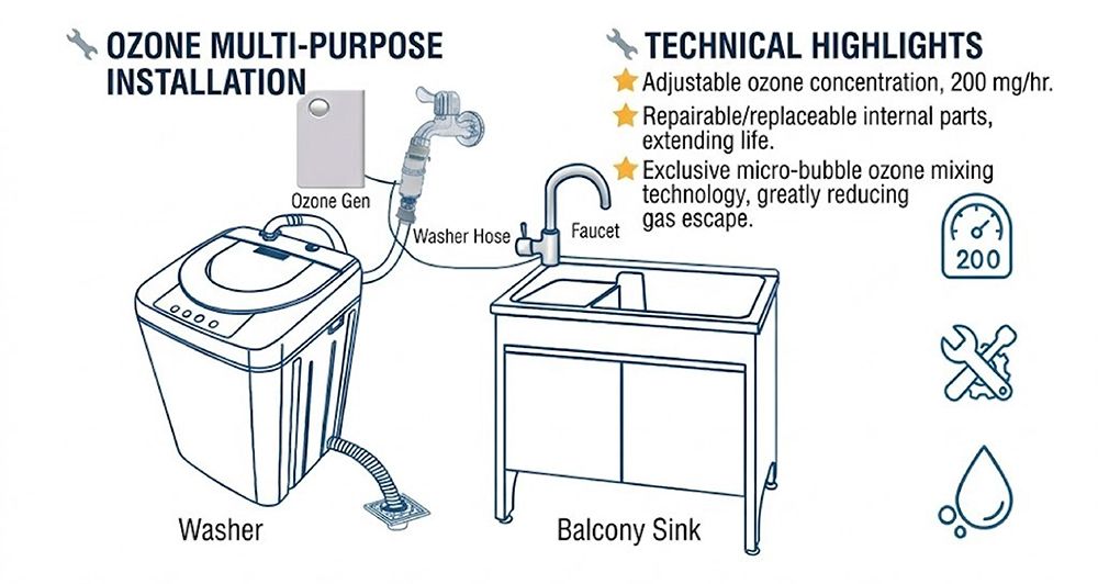 Ozone Washing Machine Multi-purpose Installation Methods