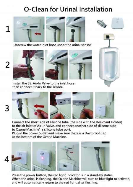 Conjunto de ozono para uso en urinarios