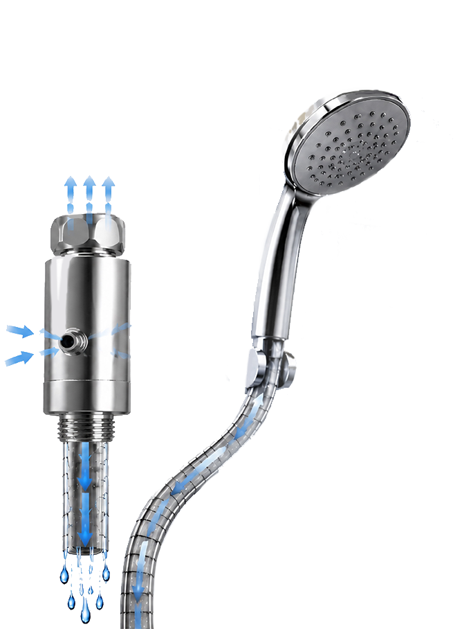 Schematic of vacuum breaker drainage module and hose drainage after shut-off